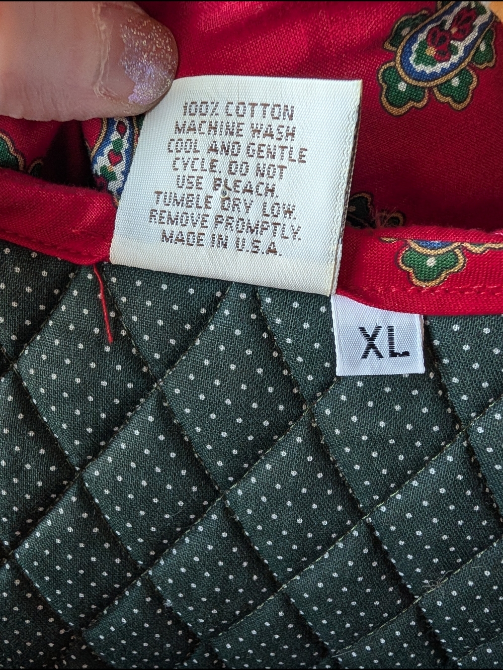 1991 Vera Bradley "Apple Red" Quilted Dress - Rare 90s Indiana Label - Picture 6 of 6